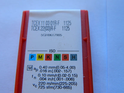 SANDVIK COROMANT  TCEX2200RF 1125 Carbide Turning Insert  Qty 10 5752300