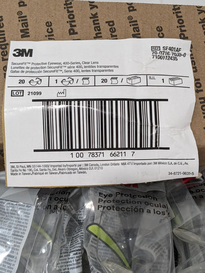 3M Safety Glasses Anti-Fog & Scratch-Res., Clear, Frameless Box of 20 7100112435