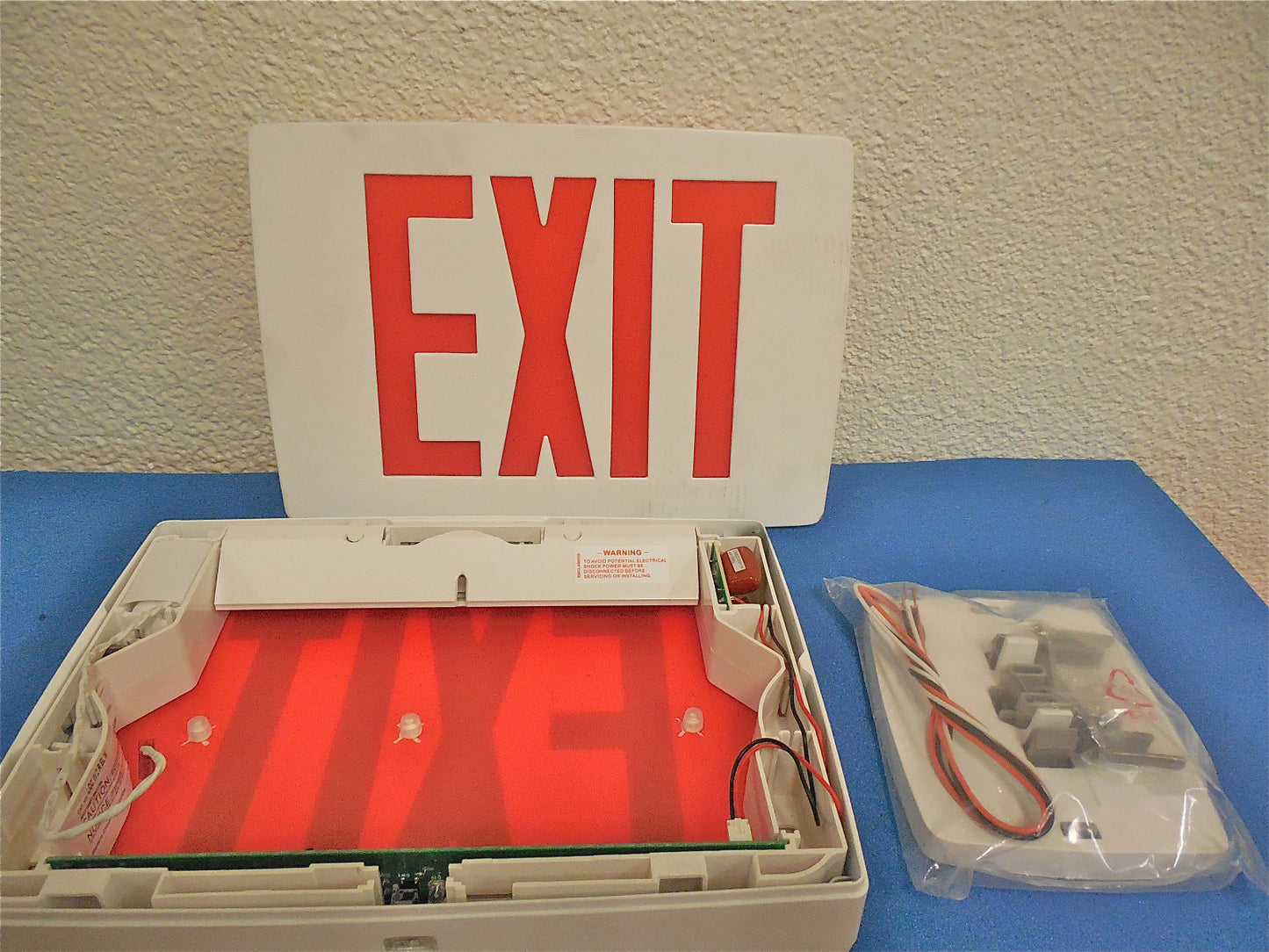 Lithonia 60W LED Exit Sign White - 2 Sided w/ Battery BU  LQC W 1 R EL N