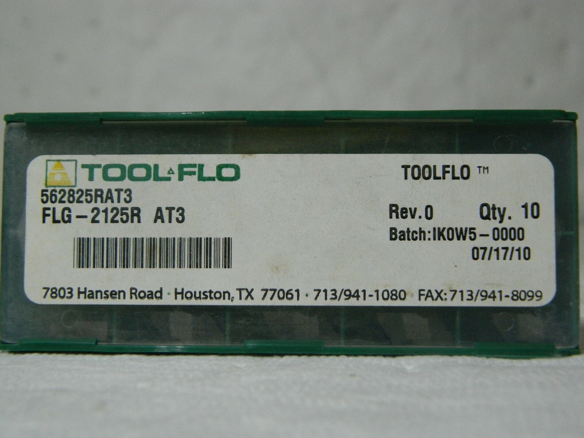 Tool-Flo Carbide Grooving Insert FLG2125 AT3 1/8" Cut Width Qty 10 562825RA