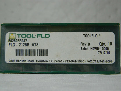 Tool-Flo Carbide Grooving Insert FLG2125 AT3 1/8" Cut Width Qty 10 562825RA