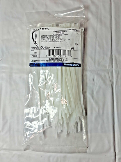 Thomas&Betts Natural Nylon Cable Tie 7.5" 50 LB  QTY 1000 L-7-50-9-C