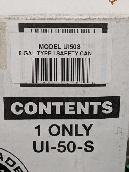 Eagle Safety Can: 5 gal, Steel 13-1/2" High, 12-1/2" Dia, Red UI50S