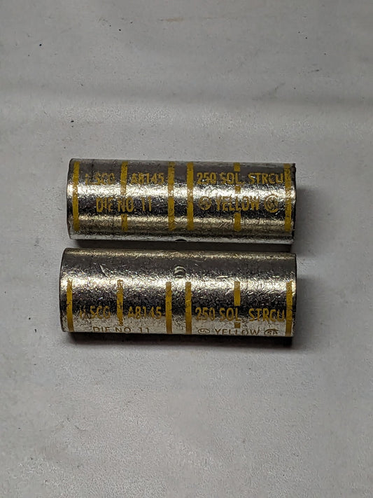 ILSCO Butt Splice Terminal Yellow Die NO 11, 250 SOL Qty 2 A8145