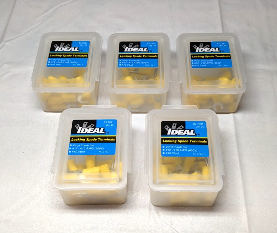 IDEAL Locking Spade Terminal Vinyl Insulated 10ga-12ga *5 Packs = 125PCS* 83-709