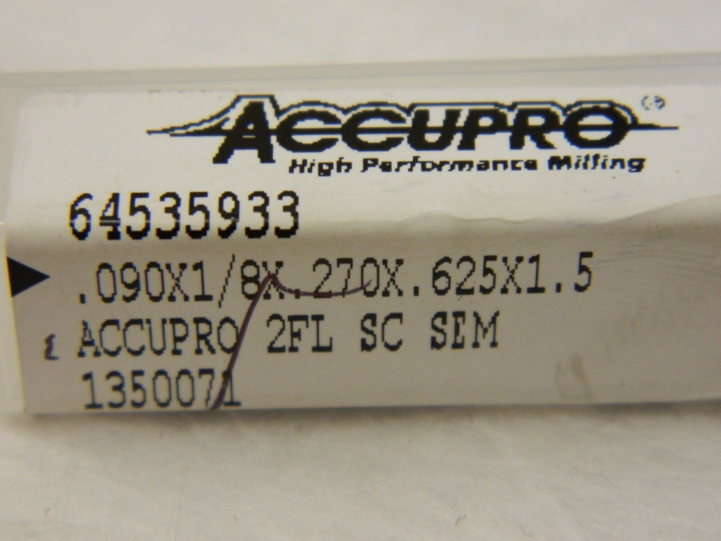 ACCUPRO Square End Mill: 3/32   Dia 2 fl carbide qty 2 6500706