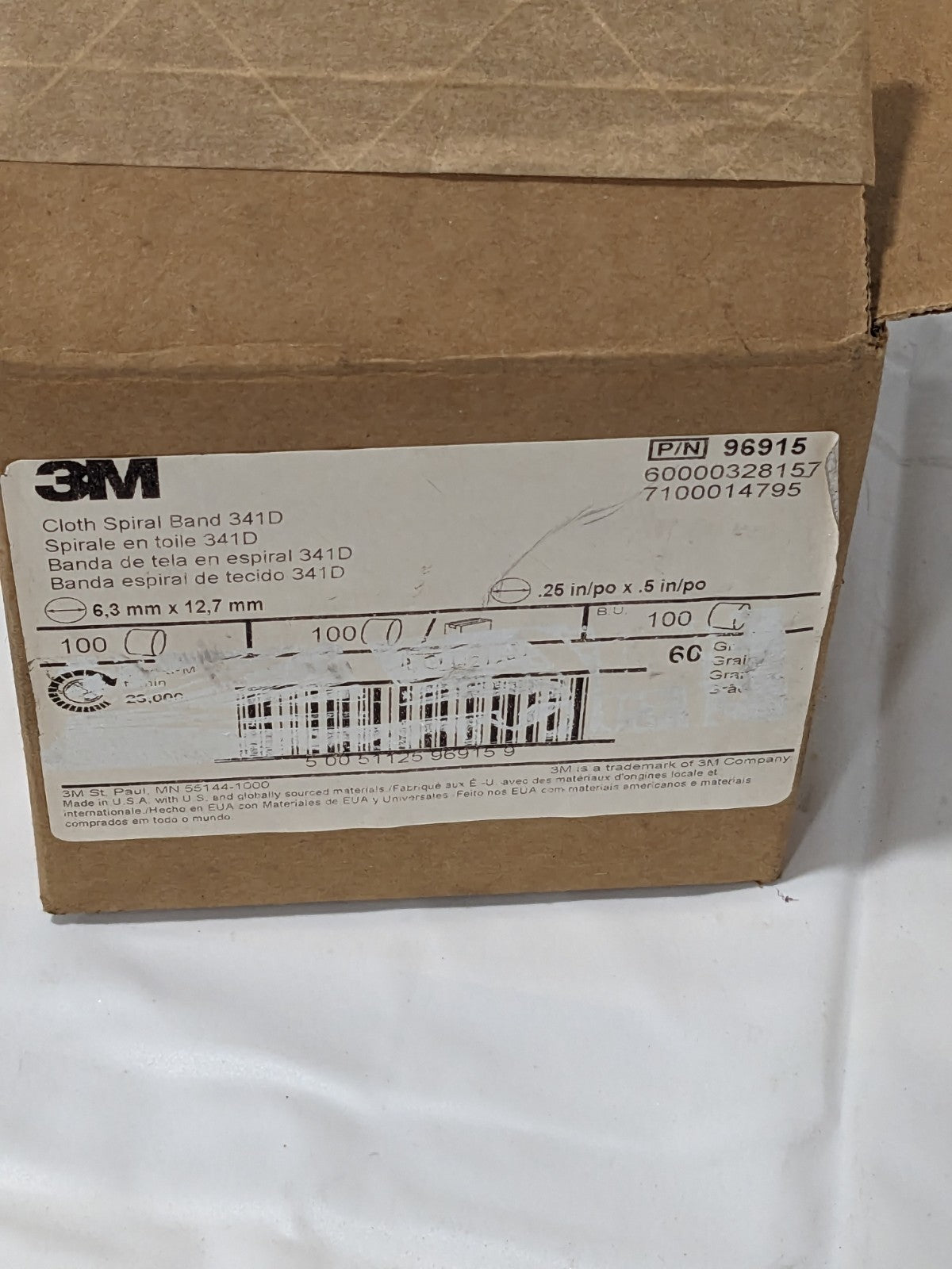 3M 1/4" X 1/2" 341D SPIRAL BAND Qty 100 7100014795