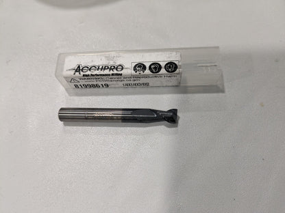 ACCUPRO Square End Mill: 1/4" Dia, 3/8" LOC, 2 Flute, Solid Carbide 12181631