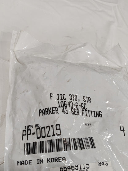 PARKER Hydraulic Hose Straight Female JIC 37 ° Swivel Fitting: Qty 4 PP-00219