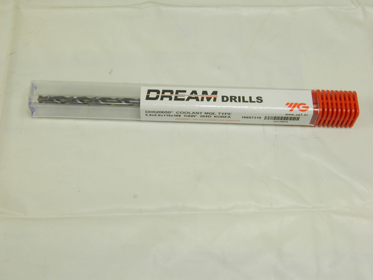 YG-1 5.0 x 5.0 x 115 x 168 Carbide Drill MQL Type W/ Coolant (20XD) DH520050