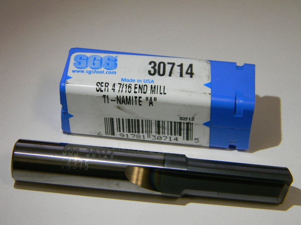 SGS Tools 7/16" x 7/16" x 1" x 2-3/4" Straight Flute End Mil