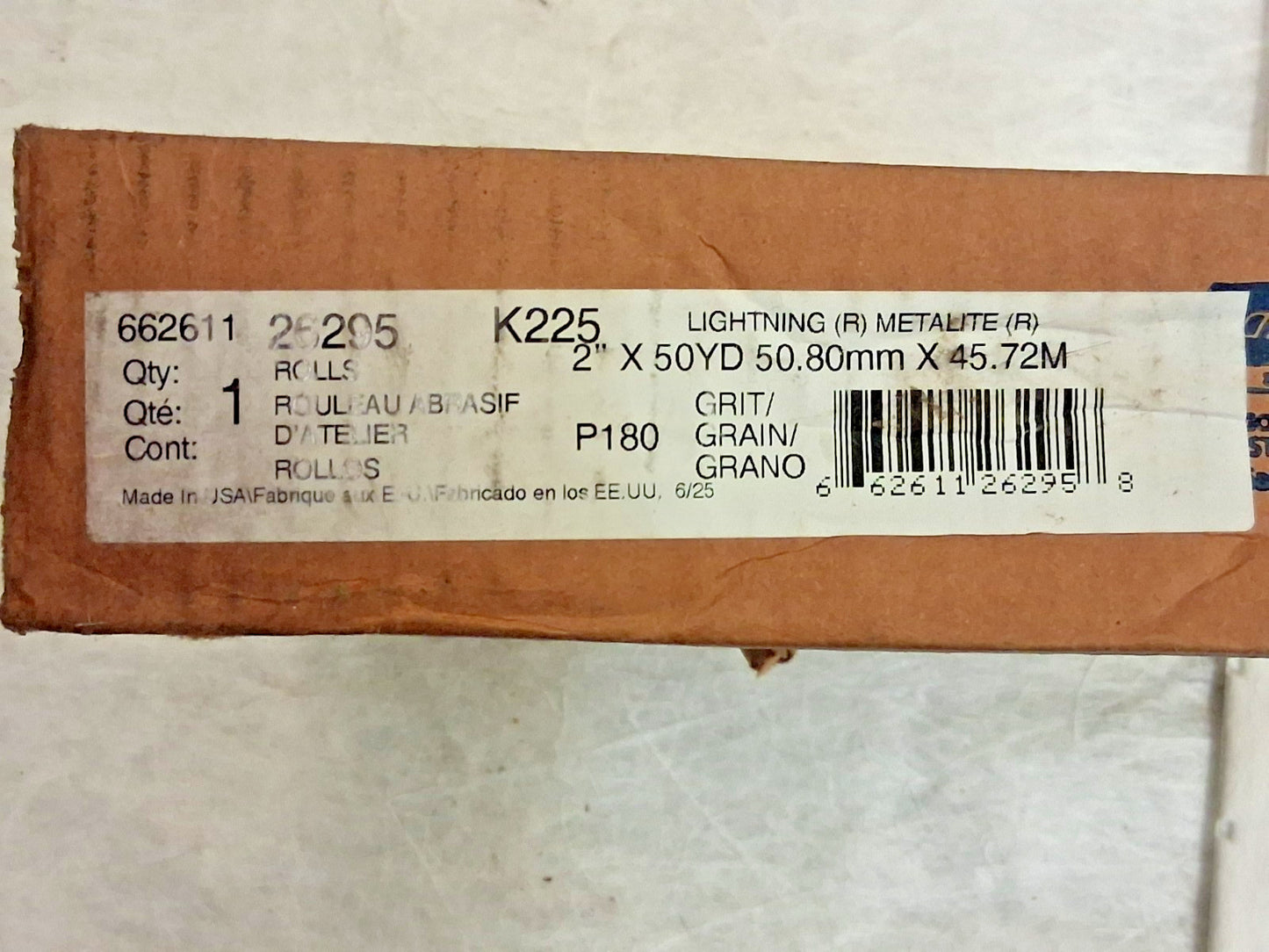 Norton Aluminum Oxide Shop Roll 2" Wide 50Yd L 180 Grit 66261126295