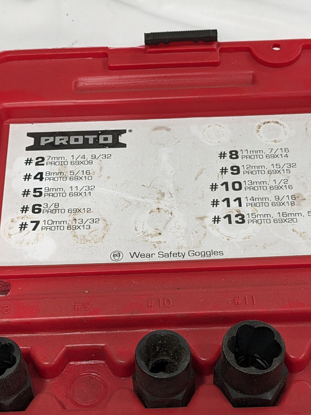 PROTO 7 Pc Bolt &amp; Screw Extractor Set J69X00 INCOMPLETE