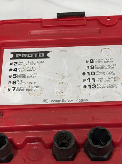 PROTO 7 Pc Bolt &amp; Screw Extractor Set J69X00 INCOMPLETE