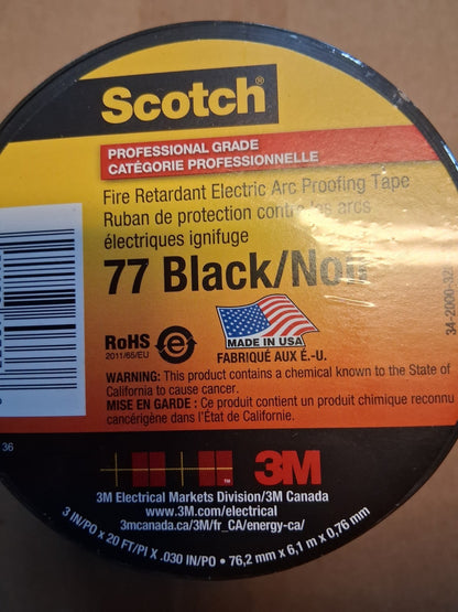 3M Fire-Retardant Electric Arc Proofing Tape 77 Black 5pk 34-2000-3280-2