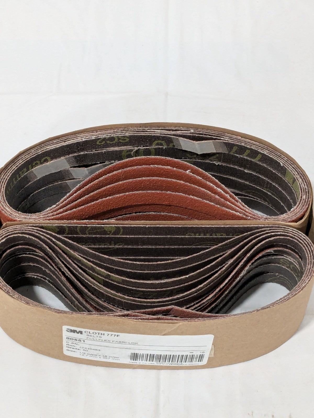 3M Abrasive Belt 1/2" W, 18" OAL, 60G, Ceramic Aluminum Oxide Qty 50 7