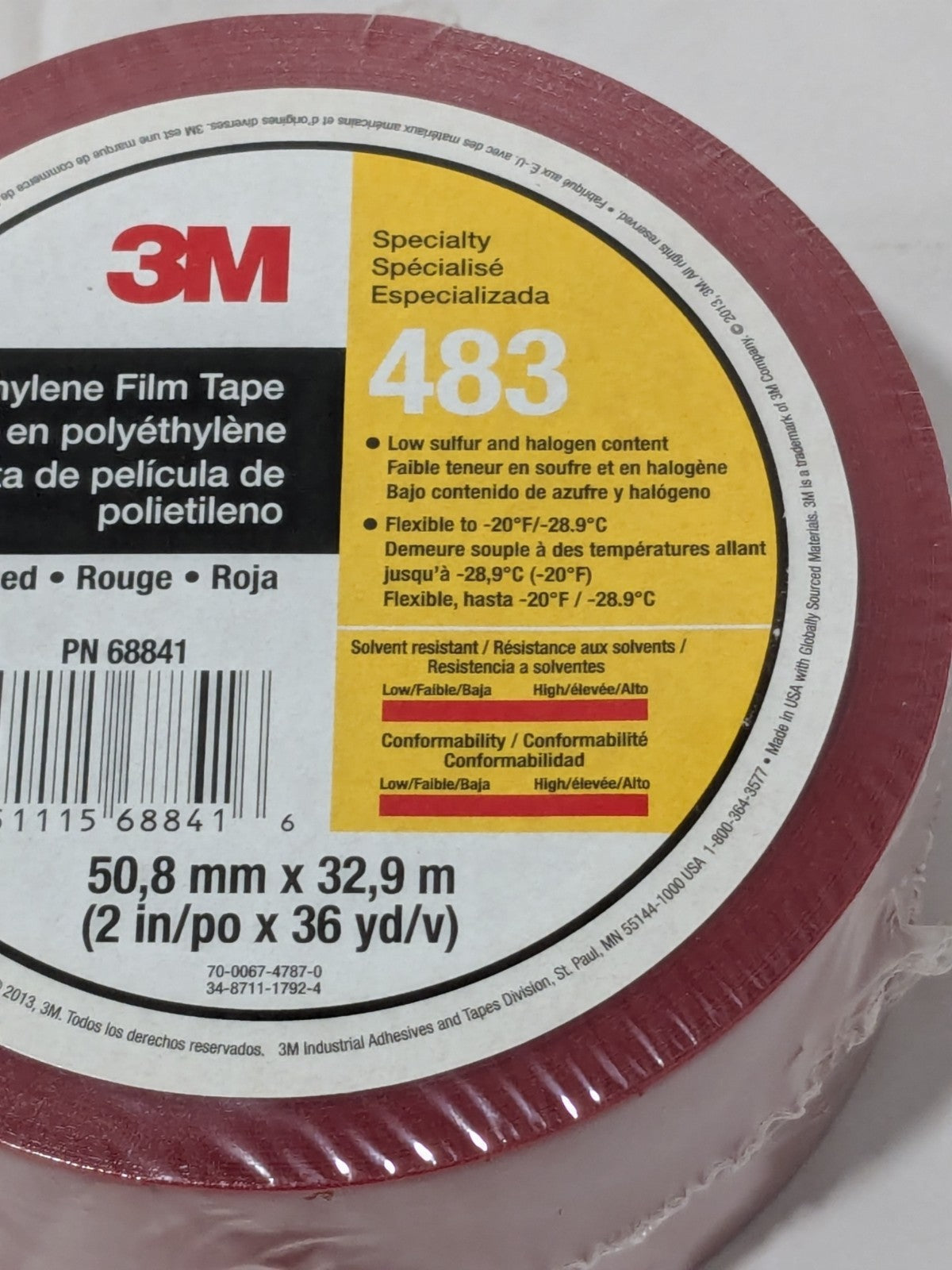 3M Polyethylene Film Tape: 2" Wide, 110' Long, 5.0000 mil Thick 701037