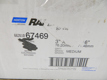 NORTON Abrasive Belt: 3" W, 11" L, 80 Grit, Aluminum Oxide Qty 11 66261067469