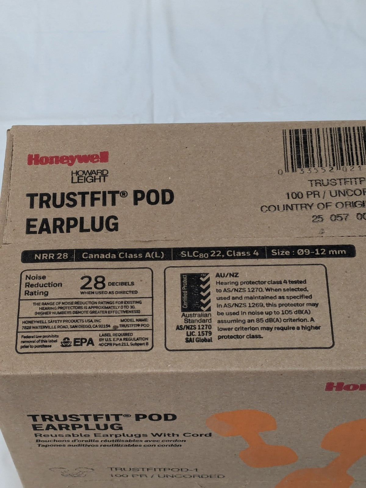 (100 Pairs) Howard Leight Earplugs: 28 dB, Foam, Push-In, Uncorded TRUSTFITPOD-1
