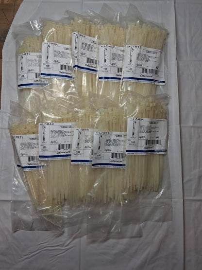 Catamount Nylon Cable Tie 7.6" 50 lb Tensile Natural QTY10 Pk Of 100 L-7-50-9-C