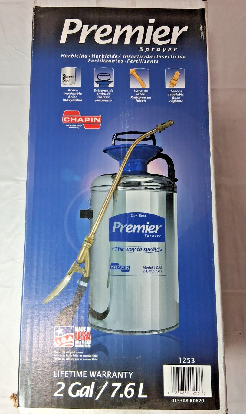 Chapin Stainless Steel Tank 2 Gal Garden Hand Sprayer Wide Mouth Reinforce 1253