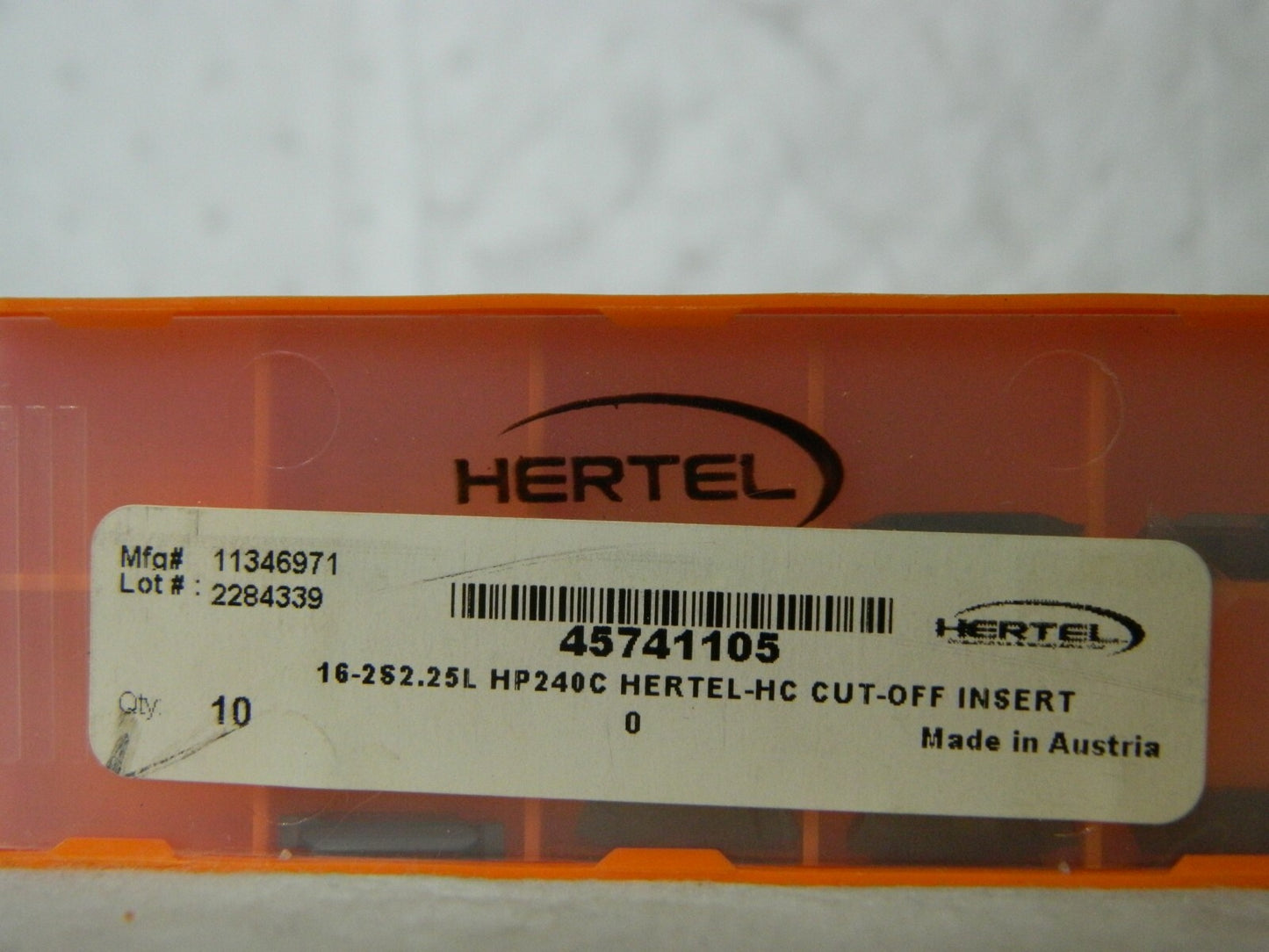 Hertel 16-2S2.25L HP240C Carbide Cutoff Insert Qty 8 45741105