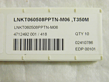 Seco Carbide Milling Inserts 10Pk LNKT060508 M06 Grade T350M 1000101
