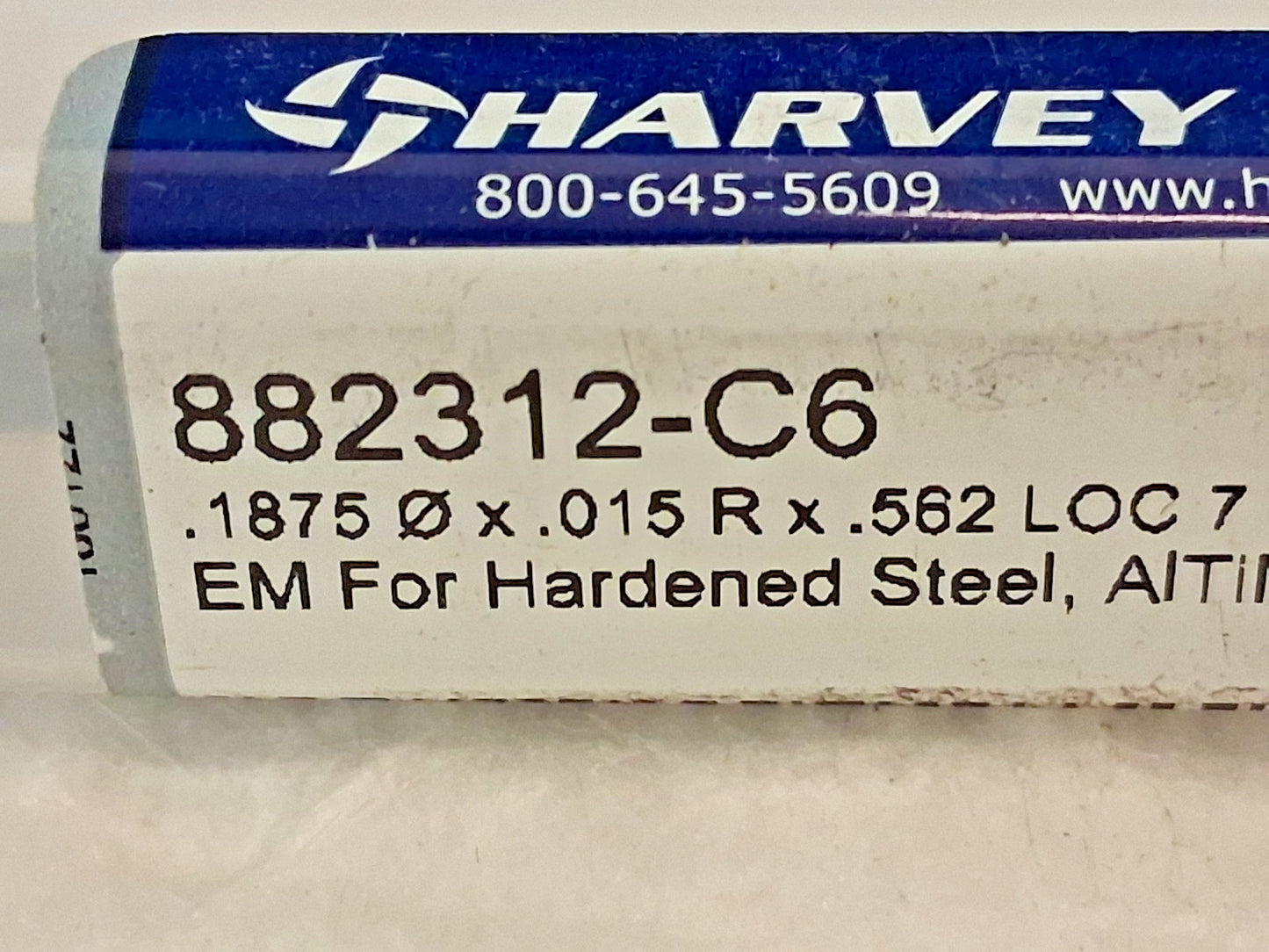 Harvey Tool Corner Radius End Mill 3/16" Dia 9/16" LOC 7FL 882312-C6