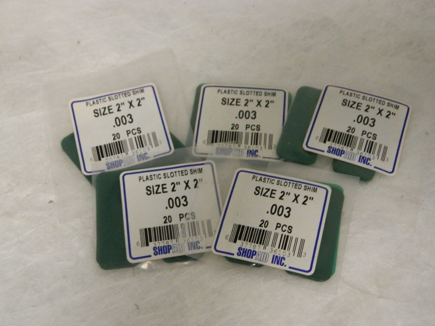 ShopAid 2" Wide x 2" Long Plastic Slotted Shim Green Qty 100 32025892