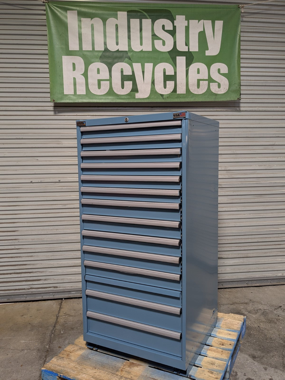 Lista 14 Drawer Modular Storage Cabinet 59 x 28 x 28 Steel Blue Parts / Repair