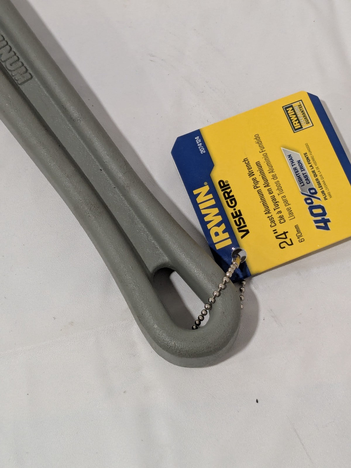 Irwin Straight Pipe Wrench: 3" Jaw Capacity, 24" OAL, Aluminum 2074124