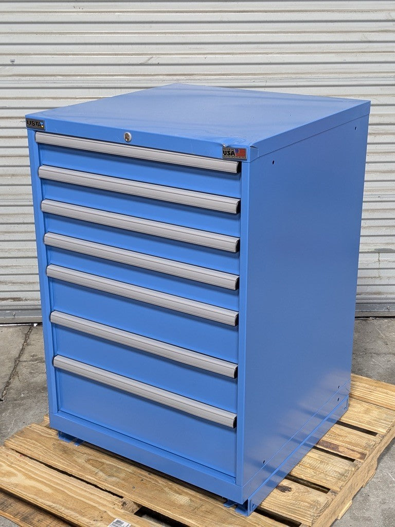 Lista Modular Storage Cabinet 7 Drawer 41" H. x 28" W. x 28" D. Steel Blue