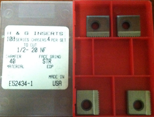 H & G  1/2"-20 NF Series 100 40-Chamfer HSS 4pc Chaser Set #E52434-1