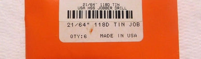 Hertel Spiral Jobber Drill 21/64" 118º RH HSS TiN Coated QTY 6  71171219
