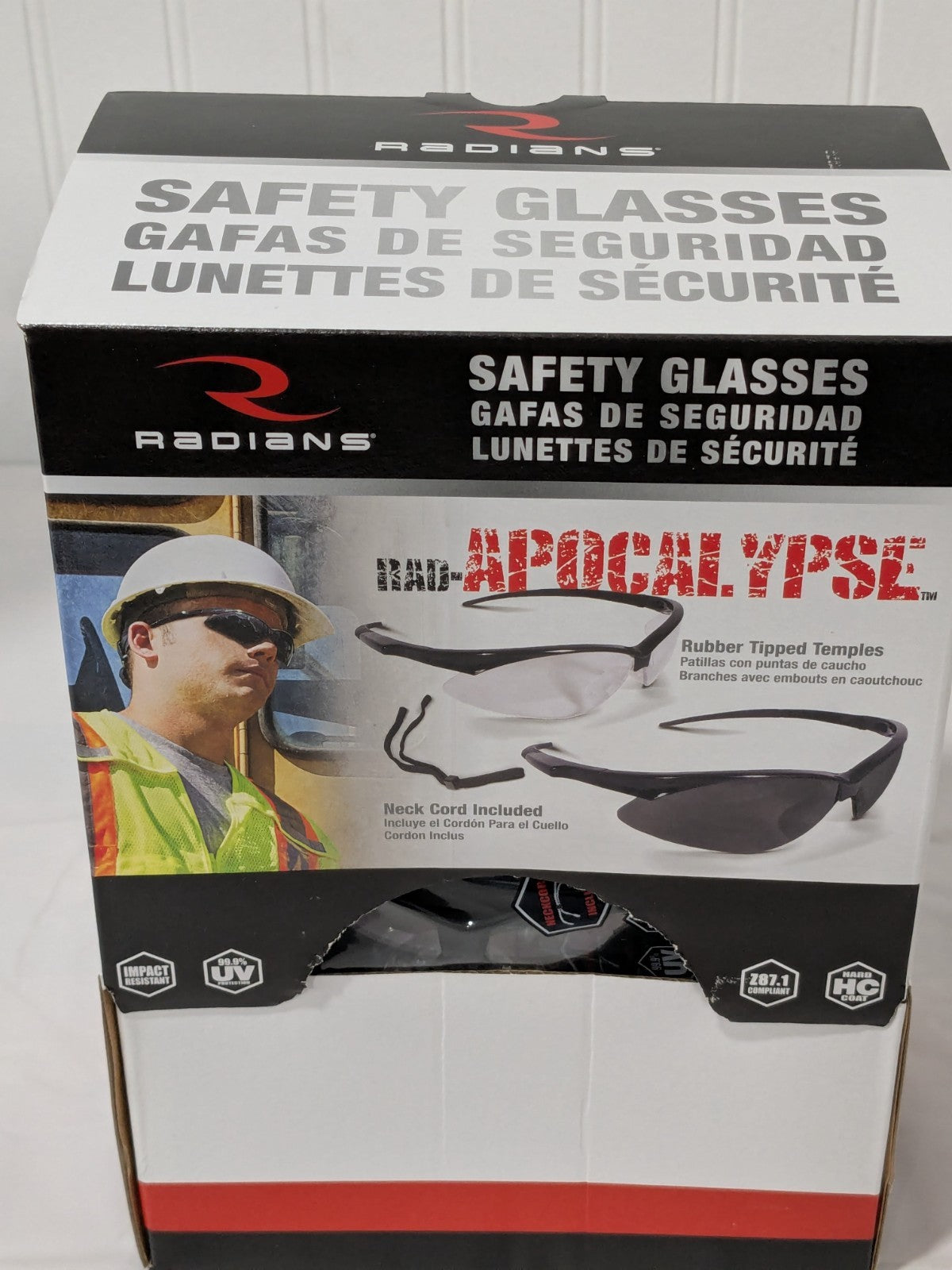 Radians Safety Glasses, Clear Lens, Black Frame Box of 12 AP1-10-GF12