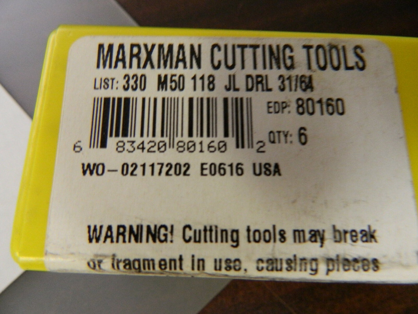 MarxMan 330 31/64 BLK OXD 118D Jobber Drill Bits QTY 6 80160