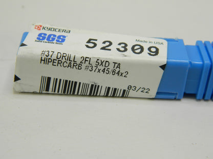 SGS Solid Carbide Jobber Length Drill Bit: 0.104" Dia, 145 ° 52309