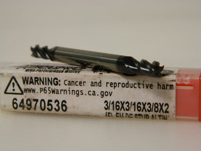 Accupro Square End Mill 3/16" 3/8" LOC 3/16" Shank 2" OAL 4