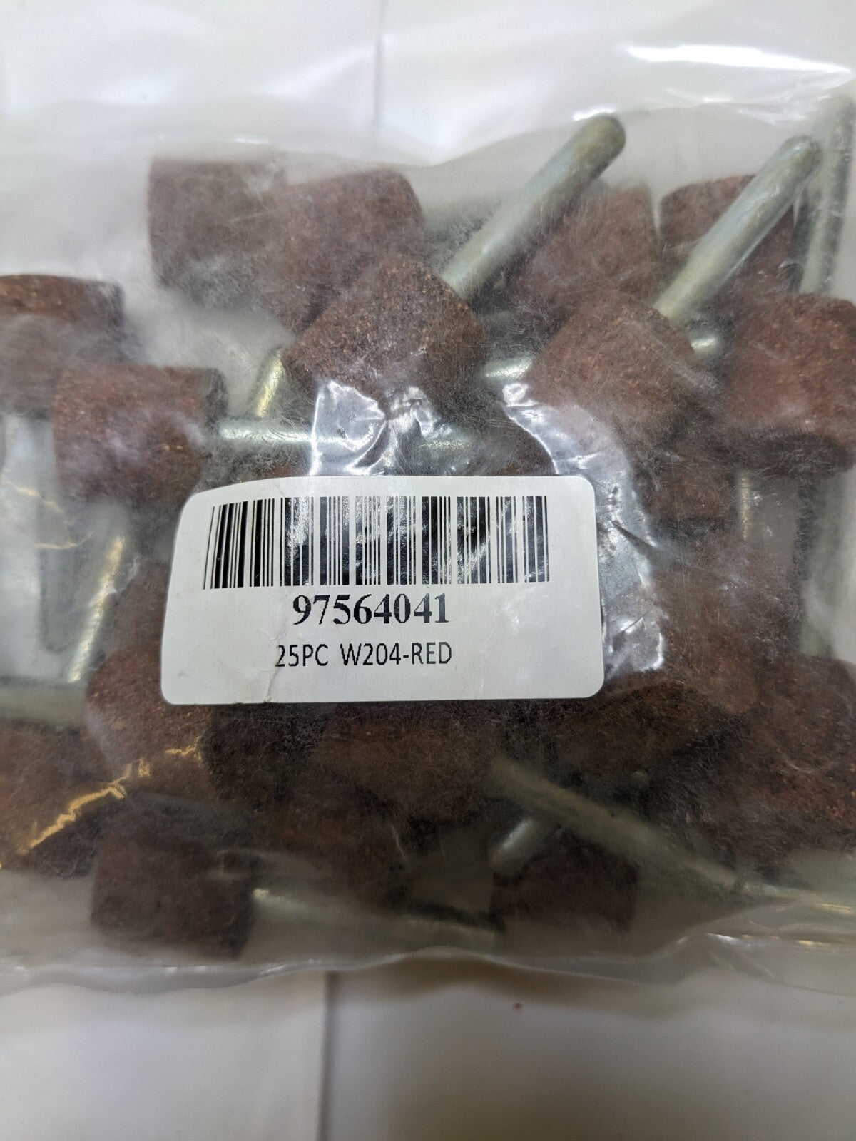 Mounted Point 3/4" Thick, 1/4" Shank Dia, W204, 60 Grit, Med. Qty 50 W204-R-757