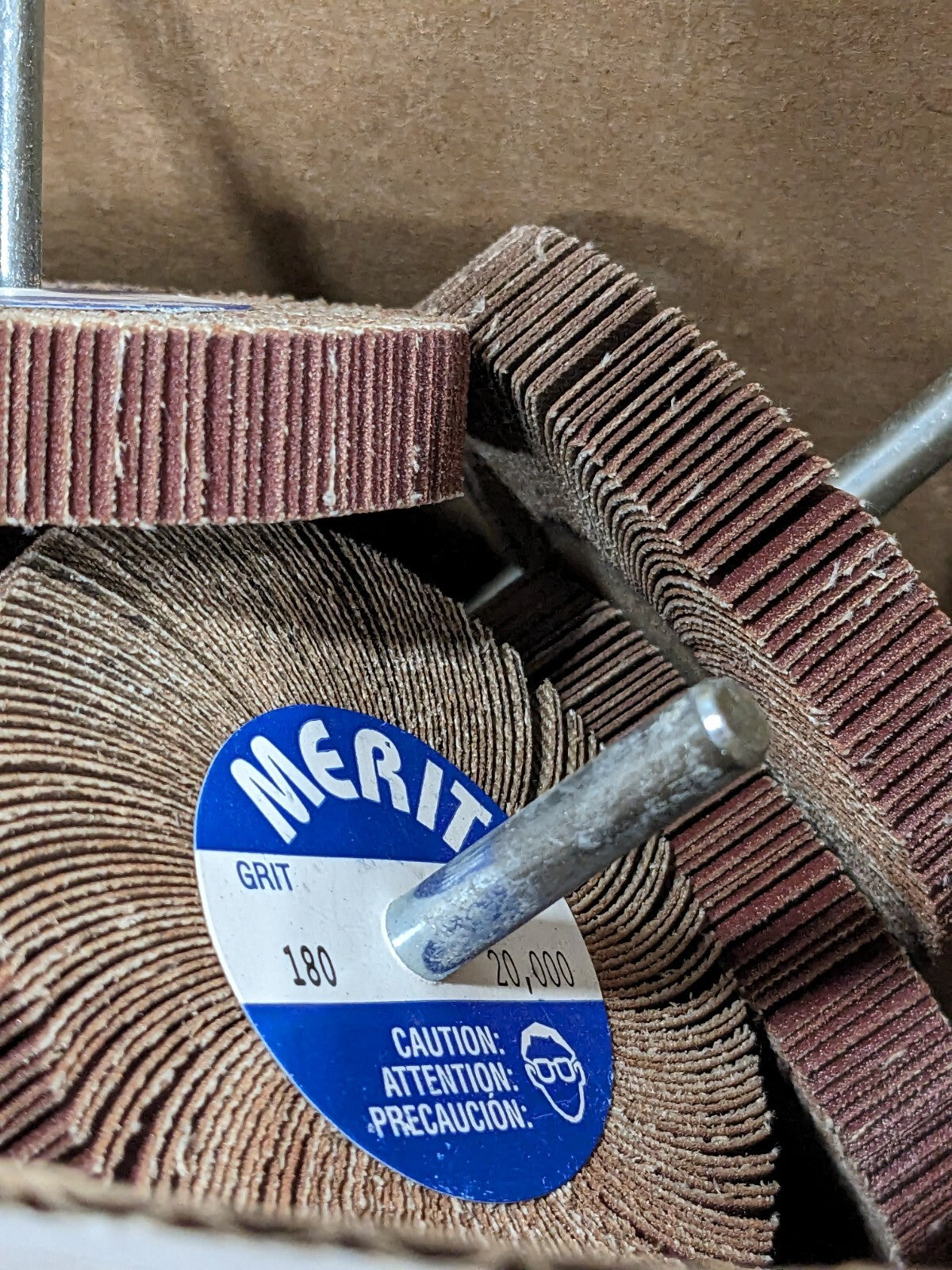 Merit Mounted Flap Wheel: 3" Dia, 1/2" Face Width, 180 Grit Qty 10 088