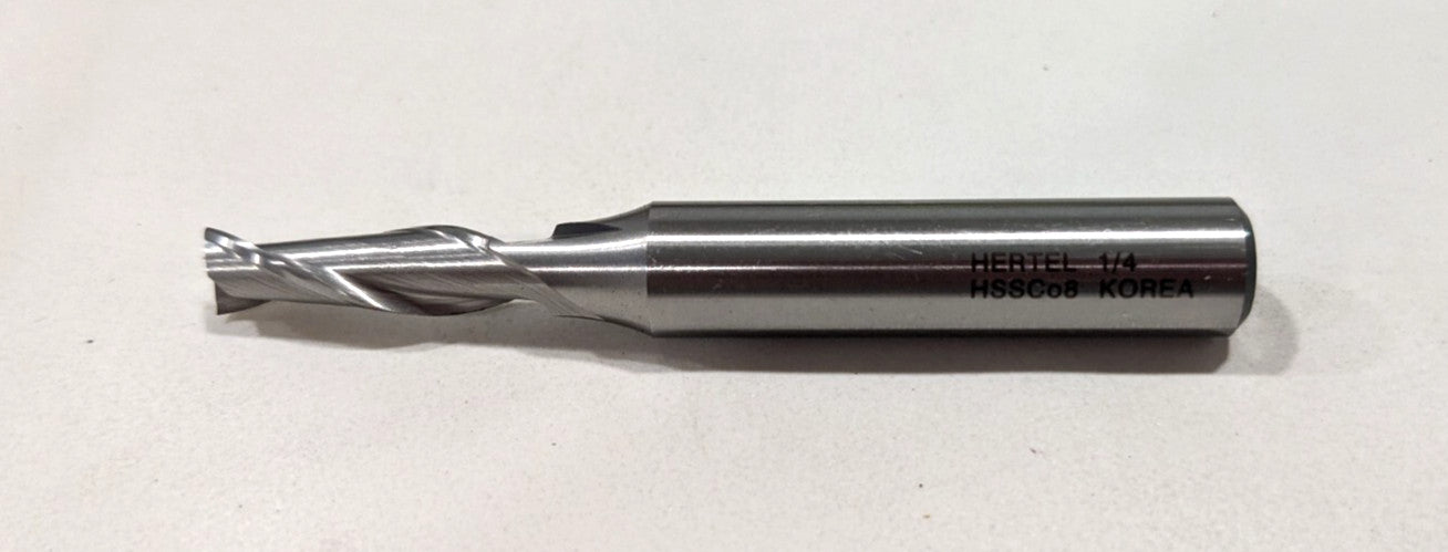 HERTEL Square End Mill Cobalt 2FL 1/4"Dia x 3/4"LOC x 3/8"Shank  91199125