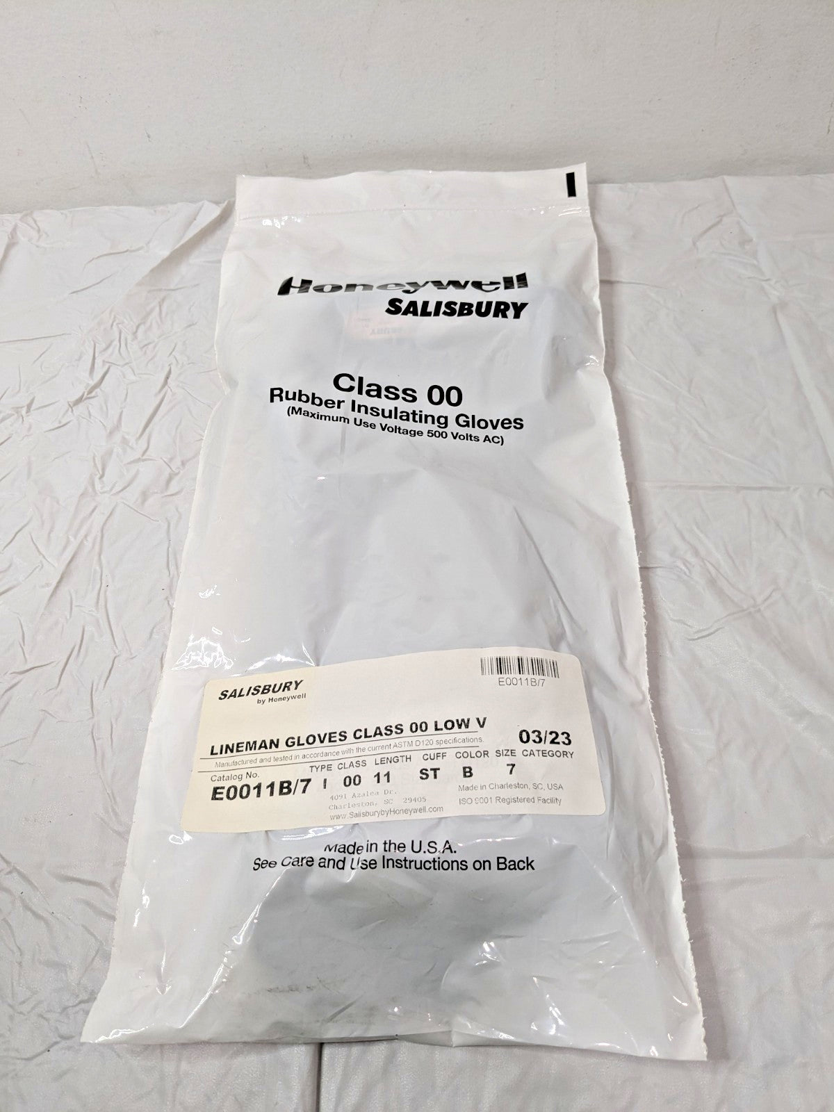 Honeywell Salisbury Rubber Insulating Gloves Class 00 Size 7 11'' Black E0011B/7