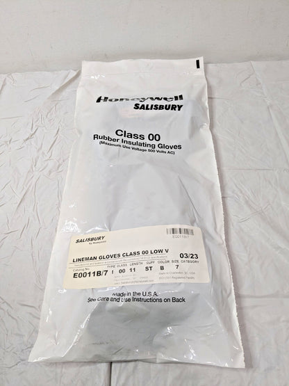 Honeywell Salisbury Rubber Insulating Gloves Class 00 Size 7 11'' Black E0011B/7