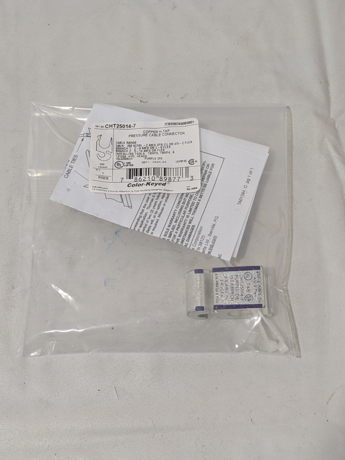 Thomas & Betts Color-Keyed Compression H-Tap Connector CHT25014-7