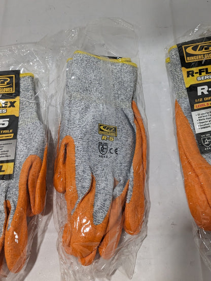 Ringers Gloves: R045, Size Large, ANSI Cut A3, Nitrile, HPPE Qty 3 Pairs 045-09