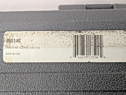 Proto 1/2" Drive Micrometer Torque Wrench w/Certificate 50 to 250 Ft/Lb J6014C