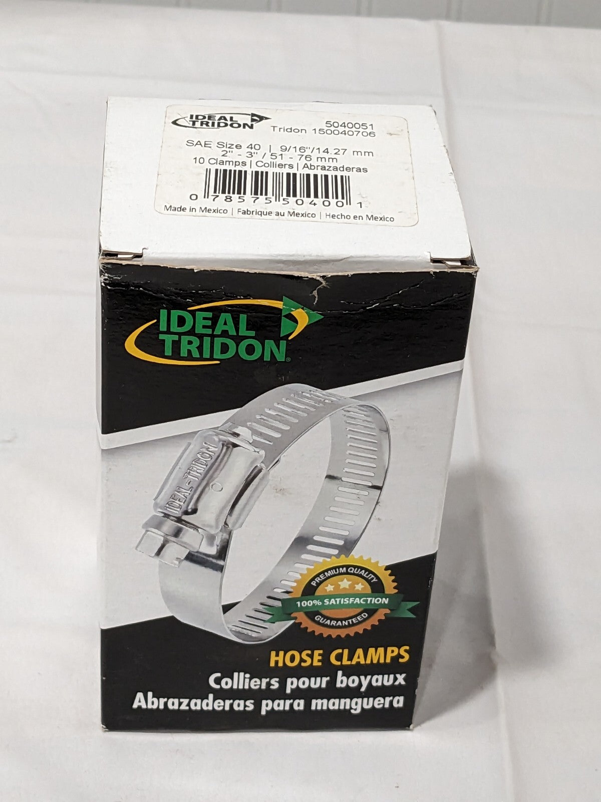 Ideal Worm Gear Clamp: SAE 40, 1 to 3" Dia, Stainless Steel Band Qty 10 5040051