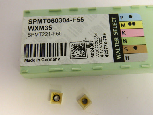 Walter SPMT060304 F55 Grade WXM35 Carbide Milling Insert QTY 2 5024087