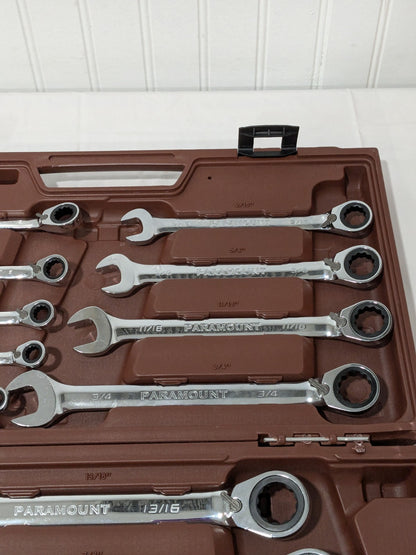 Paramount Reversible Combination Wrench Set: 13 Pc, 1 to 9/16" PAR-13PCBTRSET