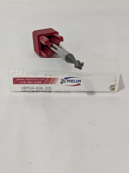 Melin Tools Ball End Mill: 3/16" Diam. 4 FL, 2" OAL VBMG4-606-300